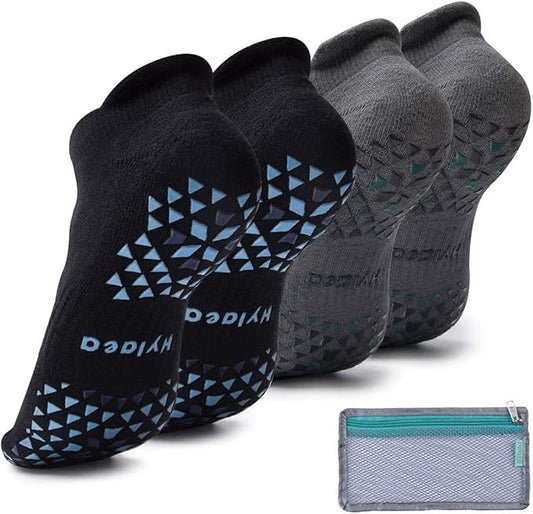 Hylaea Unisex Non Slip Socks with Grip for Yoga, Hospital, Pilates, Barre | Ankle, Cushioned