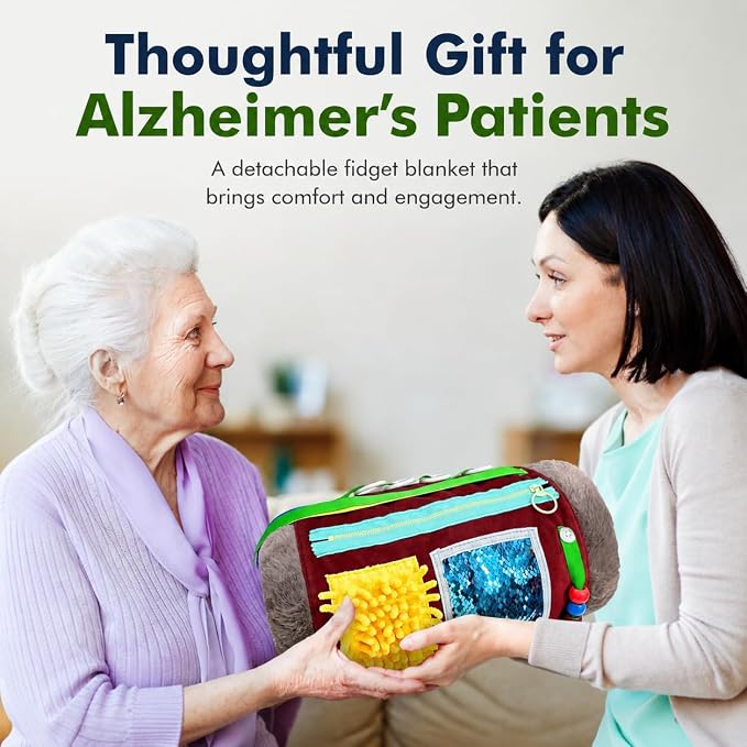 Fidget Blanket and Muff for Adults with Dementia, Alzheimers Dementia Activities Products for Seniors and Elderly, Gift Game and Sensory Fidget Blanket for Alzheimer’s or Dementia