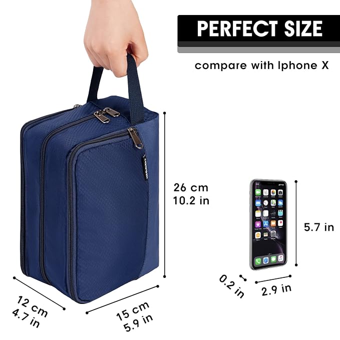 WANDF Travel Toiletry Bag for Men, Small Dopp Kit for Toiletries | Water-Resistant Fabric, Travel Bag for Toiletries, Compact Storage, Shaving Accessories, Weekend Trips