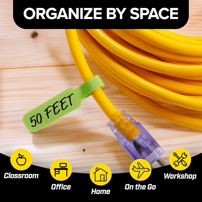 Cable Labels - Wrap-It Storage - Large, Multi-Color (30-Pack) - Colorful Labels for Basement and Office Organizing