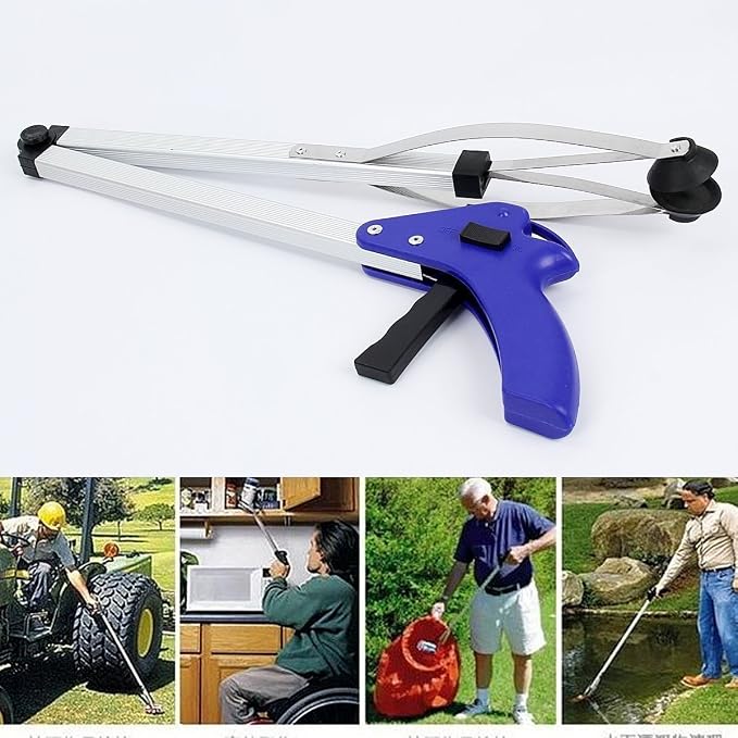 Reacher Grabber 32" Extra Long Folding Reaching Claw Heavy Duty Mobility Aid Arm Extender Gripper Tools for Trash Pick Up Litter Picker Garden Nabber Elderly Arthritis Reach Assist Tool