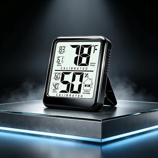 2 Pack Room Thermometer Indoor Hygrometer with Max/Min Record | W/ Battery, 24h Max/Min Record, Accurate Sensor, Fast Refresh, Easy to View, ℉/℃, Durable Kickstand, Compact, for Home Office