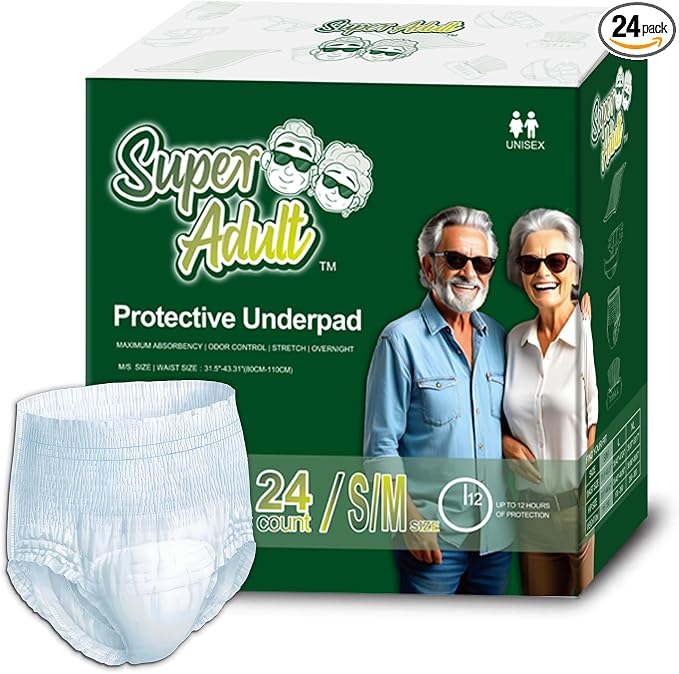 Premium Unisex Protective Underwear, Disposable Overnight Incontinence Briefs for Women & Men, Leak-Proof Protection, Maximum Absorbency, 24 Count (Small-Medium)