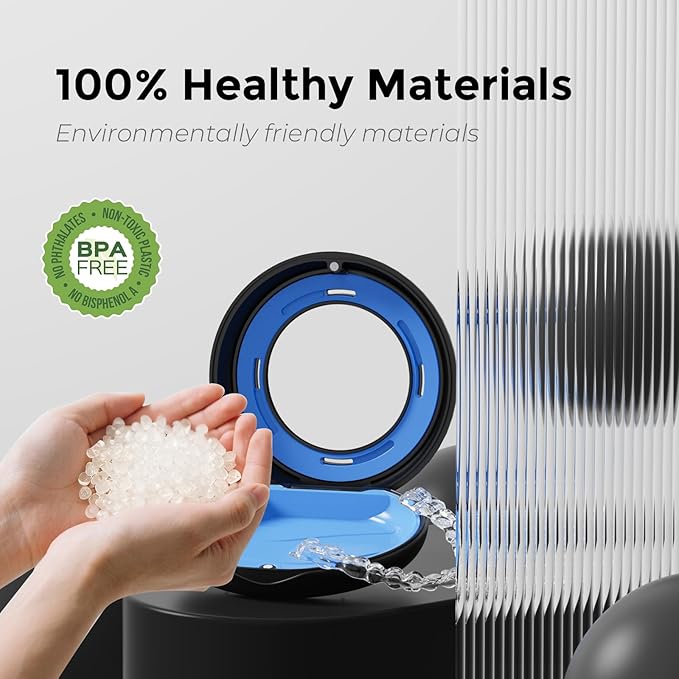 HEMILAB® Retainer Case, Slim Aligner Case with Mirror, Compatible with Invisalign, Cute Retainer Orthodontic Box with Vent Holes, Black