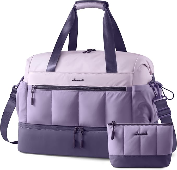 LOVEVOOK Travel Duffel Bag, Weekender Bags for Women, Large Overnight Bags with Shoe Compartment, 38L Carry on Gym Hospital Bag with Wet Pocket, 2 Pcs