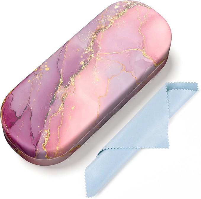 Hard Shell Leather Sunglasses Case,Classic Fashionable Cute Large Glasses Case for Women Men,Sunglass Eyeglasses