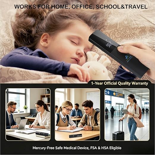 Medical Grade No-Touch Forehead Thermometer | Adults, Kids, Infants, Newborns, Non-Contact, Touchless Temporal Fever