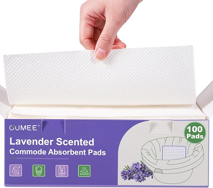 OUMEE Scented 100 Count Absorbent Commode Pads for Bedside Commode Bucket | Commode Liner Pads with Absorbent Gel, Potty Liner Pads for Adults Seniors Portable Toilet Pad Bedpans