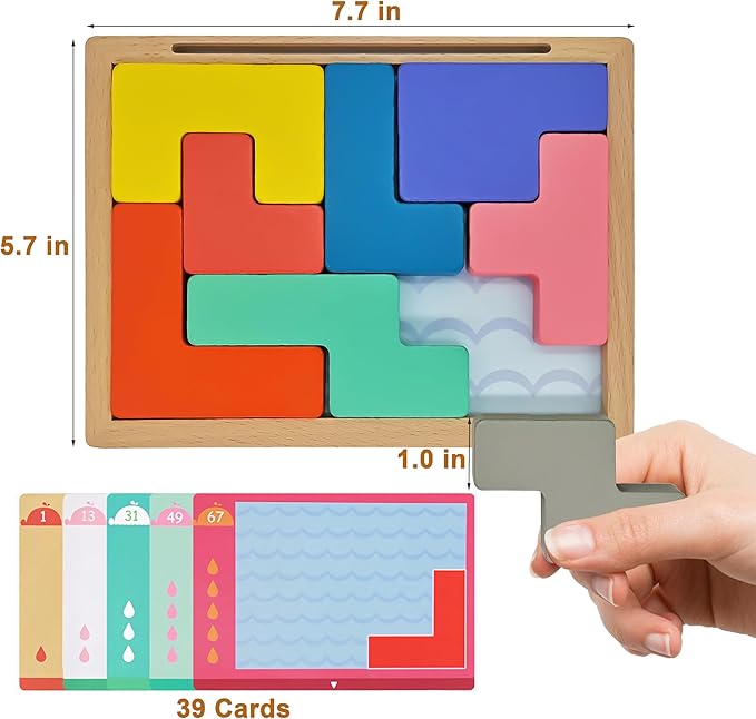 8 Wooden Tiles Matching Dementia Activities for Seniors, Easy Memory Games for Alzheimers Patients, Cognitive Craft Gifts for Elderly Women, Large Puzzle Pattern Blocks Matching Board Gadgets
