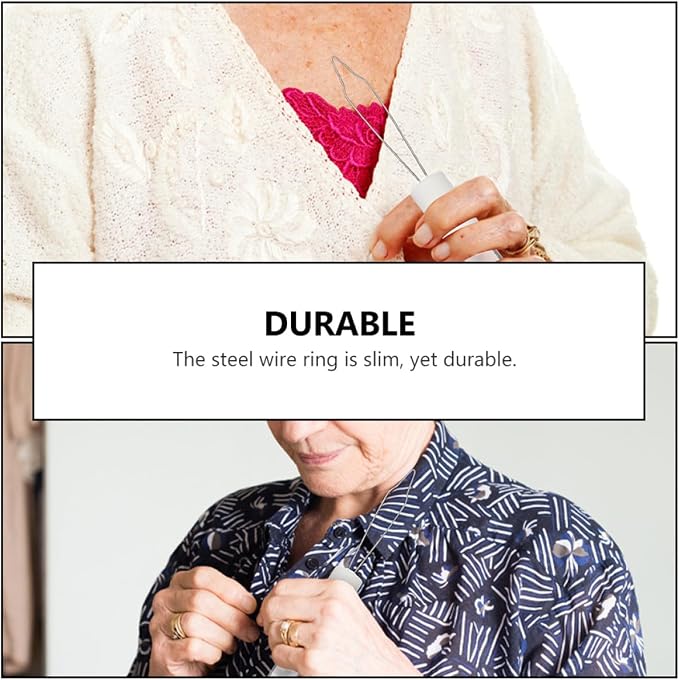 Button Hook and Zipper Puller Set 2pcs Folding Button Assist Tools for Clothing and Coat Dressing Aid Convenient for Home Use and Mobility Assistance