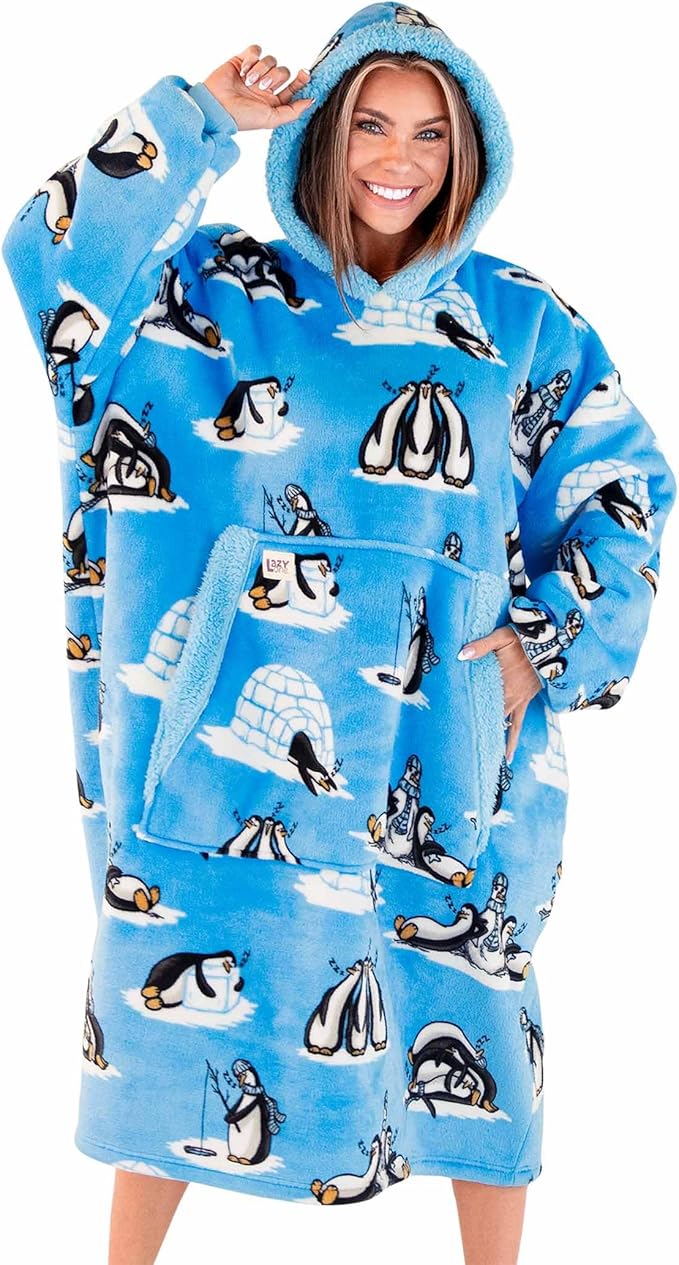 LazyOne Oversized Blanket Hoodie, Oversized Hoodies for Women and Men, One Size Fits All Wearable Blankets