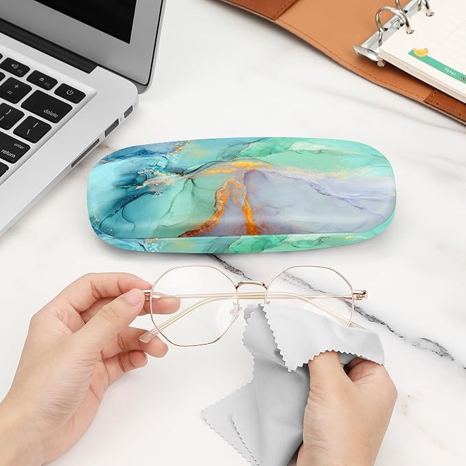 FINTIE Hard Shell Eyeglasses Case, Portable Protective Glasses Cover Eyeglass Holder Box with Cleaning Cloth for Men Women