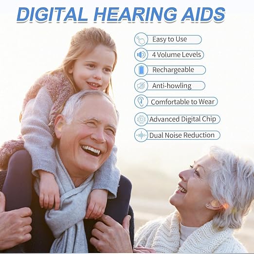 CIS Hearing Aids, Miniature Hearing Amplifiers for Adults with Noise Cancelling, Rechargeable Hearing Aids for Seniors with Crystal Clear Sound, and LED Power Display