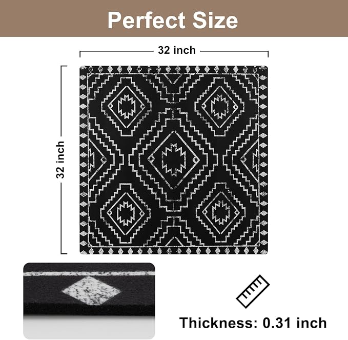OJIA Stair Treads Non-Slip Landing Mat for Wooden Steps 31"X31" | Square Capet Stair Treads for Wood Steps Rubber Stair Runner Anti-Slip Stair Matching Mat Stair Rugs