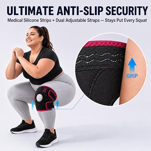 Fit Geno Knee Brace for Women Plus Size: Knee Support for Big Legs, Adjustable Compression with Side Stabilizers, Open Patella Brace for Arthritis, Meniscus Tear, ACL Pain Relief (XL–3XL)