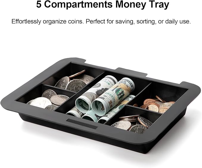 Jssmst Cash Box with Money Tray and Combination Lock - Secure Medication Lock Box for Home and Office Use, 7.87'' x 6.3'' x 3.54'' - Durable and Reliable Security Solution
