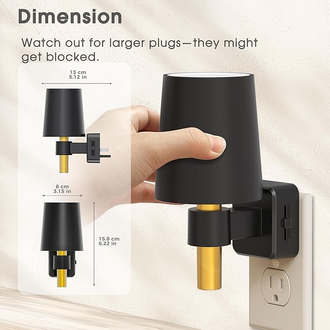 Briignite Night Light, Dimmable Night Lights Plug into Wall, Dusk to Dawn Sensor, Soft White 3000K, 0-100LM, Plug in NightLight, Vintage Night Light Compact for Hallway Bedroom Stairway