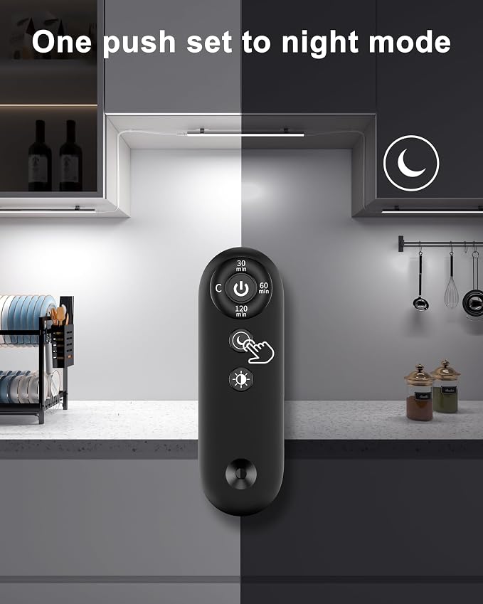 Remote Control Under Cabinet Led Light Plug in, Dimmable Daylight White 4500K, 6 Pack 12 inch Linkable Under Counter Lights for Kitchen Upgrade ETL Listed Plug 24V, UNO-LK 4500K