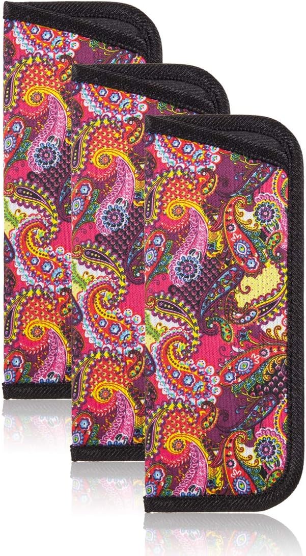 TRIUMPH VISION 3 Pack Reading Glasses Pouch Soft Case Eyeglass Sleeve Slim | Alternative to Bulky Case in bag, Lightweight Lined Padded Protect Optical lens Slip in, Cute Pattern Portable for Daily Use