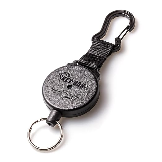 KEY-BAK SECURIT SD Retractable Keychain, 36" Retractable Cord, 15oz. Retraction, Durable Polycarbonate Case, Zinc Alloy Carabiner, Split Ring, Black
