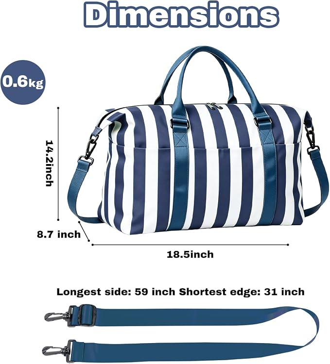 Travel Duffle Bag for Women, Carry On Weekender Tote with Trolley Sleeve | Waterproof overnight bag for gym, sports, hospital stays, labor and delivery; spacious carry-on design for short trips.