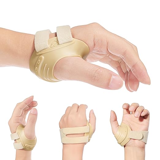 AKSO MEDICOS CMC Thumb Brace - Comfortable Thumb Splint for CMC Joint Pain, Osteoarthritis, Tendonitis, Arthritis, CMC Joint Thumb Arthritis Brace for Women & Men (Left Hand, Large, Beige)
