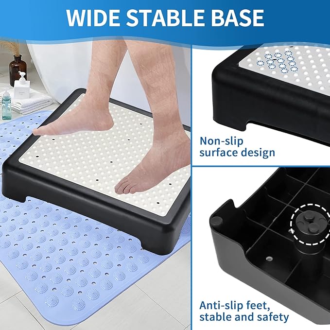 Large Size Step Stool for Elderly Adults Sturdy Portable Half Stepping Portable Stool Anti Slip Mobility Daily Aids Indoor/Outdoor Wide Safety Platform for Kitchen Bed Toilet Bathroom Cars