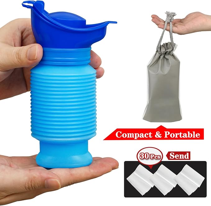 Pee Bottles For Men,Collapsible Urine Bottle With Disposable Replacement Bags,Car Pee Bottle For Men And Women,750ml,Leakproof,2-Piece Set Emergency Urinal For Road Trips,Traffic Jams And Camping