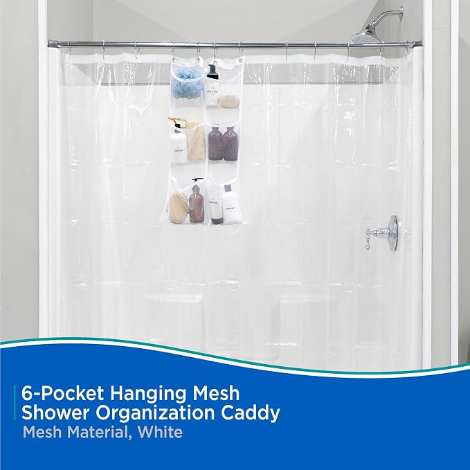 Kenney 6-Pocket Hanging Mesh Shower Organization Caddy, White