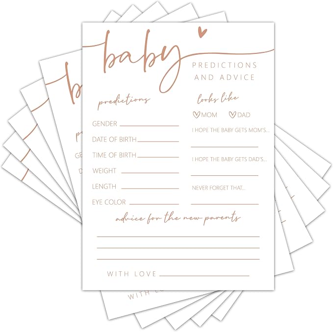 Baby Prediction and Advice Cards, Baby Shower Games Cards, Minimalism Boy or Girl Baby Gender Reveal Party Favors Decorations and Supplies, 25 Pcs Double-Sided - C03