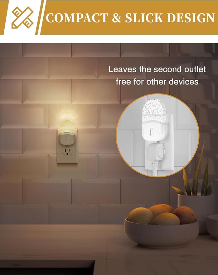LED Night Light,Baby Night Lights [2 Pack],Plug in Night Light | Auto Dusk to Dawn Sensor,Adjustable Brightness NightLight,for Kids Bathroom Bedroom Nursery Room,Soft White 3000K