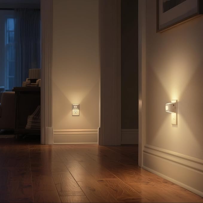 DORESshop LED Night Light[4 Pack], Night Lights Plug into Wall, Plug in Night Light with Motion Sensor, Dusk to Dawn Sensor, Nightlights for Adults, Bedroom, Bathroom, Hallway, White Cover
