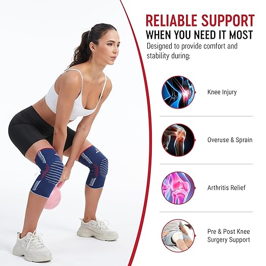 Knee Sleeves for Men & Women with Patella Gel Pad and Side Stabilizers – Compression Meniscus Knee Brace – Knee Pain Support for Arthritis, Tendonitis, ACL, Injury Recovery, Running, Gym, Sports
