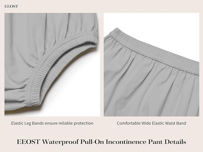 Adult Diaper Cover for Incontinence Noiseless Leak-Protection Underwear Plastic Pants Over Diapers Waterproof Rubber Pants(Gray, X-Small)