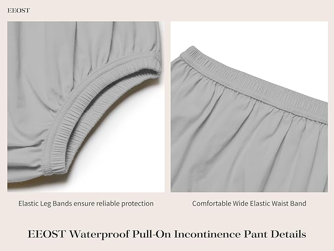 Adult Diaper Cover for Incontinence Noiseless Leak-Protection Underwear Plastic Pants Over Diapers Waterproof Rubber Pants (Gray, 3X-Large)