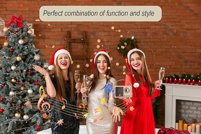 Dosmix Retro Bluetooth Speaker, Vintage Decor, Portable Wireless Bluetooth Speaker, Cute Old Fashion Style for Kitchen Desk Bedroom Office Outdoor Accessories for iPhone Android (Yellow)