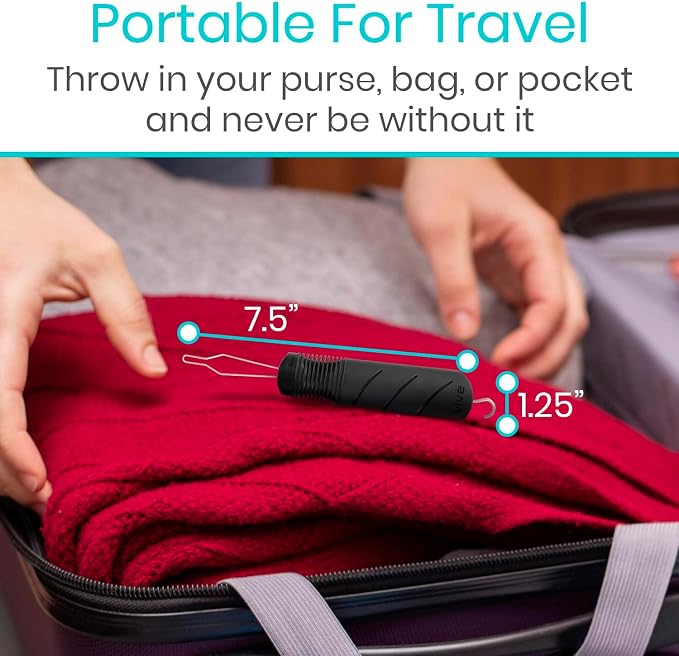 Vive Button Hook with Zipper Pull - Dressing Helper Assist Tool for Arthritis - One Hand Shirt & Coat Buttoning Aid, Disability, Handicapped, Seniors, Elderly - Limited Dexterity, Wide Grip Handle