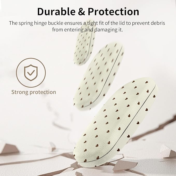 Glasses Case Hard Shell, Cute Sunglasses Case for Women Leather Protective Case for Eyeglass with Cleaning Cloth