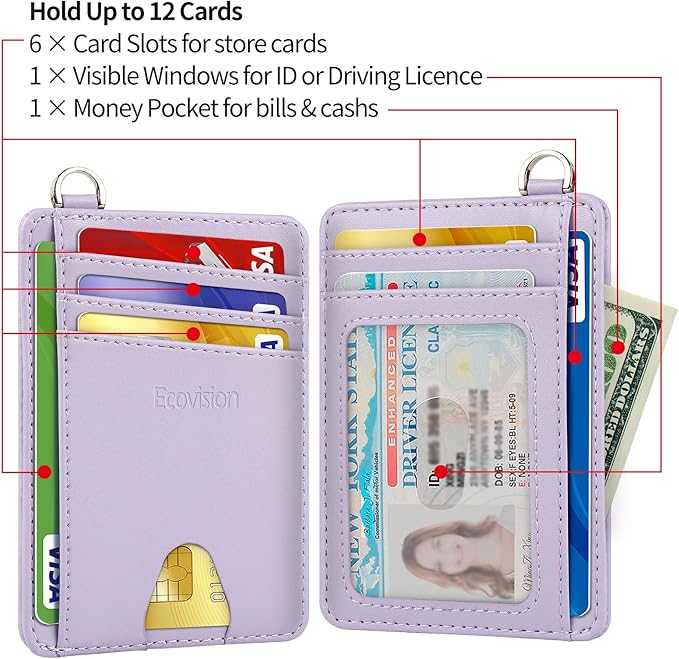 Slim Minimalist Front Pocket Wallet, RFID Blocking Credit Card Holder Wallet with Detachable D-Shackle for Men Women