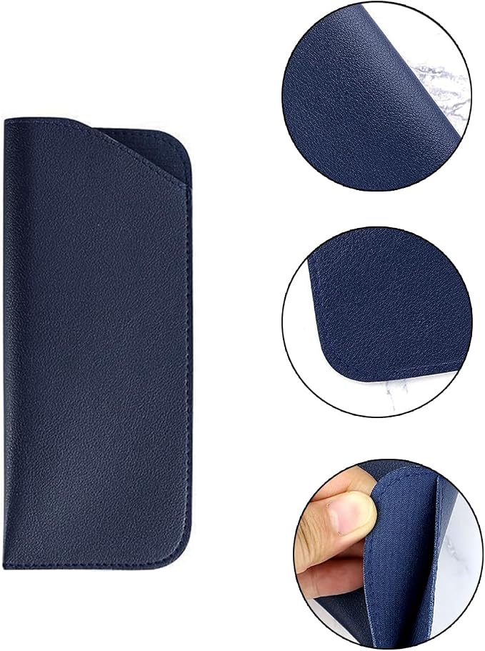Glasses Cases, 6 Pcs Leather Reading Eyeglasses Case Slim Soft Sunglasses Pouch Spectacles Storage Bag for Women Men Kids