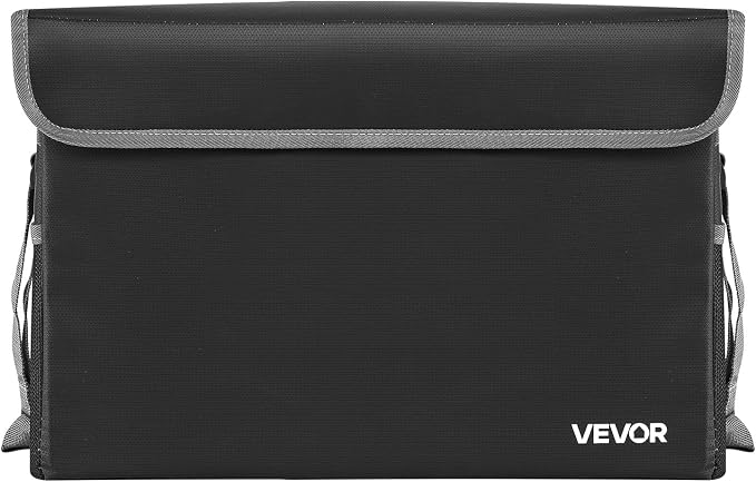 VEVOR Fireproof Document Box, 1832 ℉ Heat Insulated Fireproof & Waterproof Box, Space-Saving and Foldable Design, Portable Home Office Travel File Organizer, for Passports, Important Documents, Files