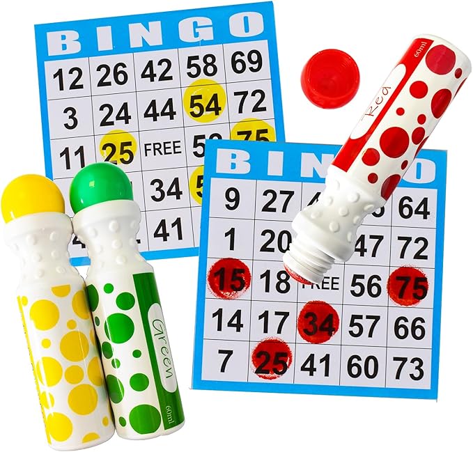 SEETOOOGAMES Disposable Bingo Cards Bulk- 1on Blue Paper (100 Books of 5 Sheets) for Large Groups