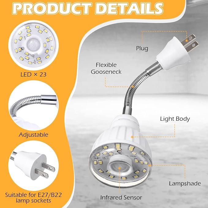 3 Pack Motion Activated LED Night Light Plug in Sensor Light,Cool White | PIR Infrared Sensor, Smart Dusk Dawn Motion Detector Lamp, Flexible Rotating, for Hallway Stairway Garage Basement