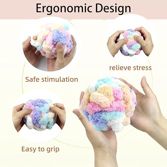 Fidget Ball for Alzheimer Dementia Patients Relief and Anxiety Relief Sensory for Autism Special Needs and Elderly Stretch and Squeeze Skin Pickers ADHD OCD (Marshmallow Color)