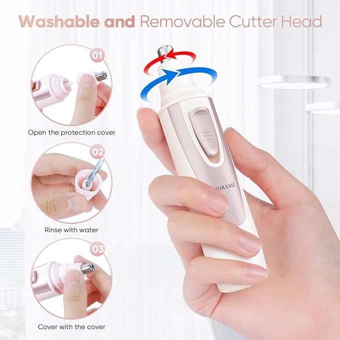 Ear and Nose Hair Trimmer Clipper - 2026 Professional Painless Eyebrow & Facial Hair Trimmer for Men Women, Battery-Operated Trimmer with IPX7 Waterproof, Dual Edge Blades for Easy Cleansing Rose Pink