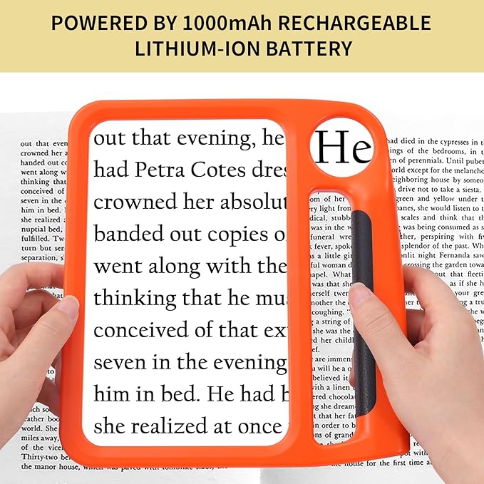 5X 10X Full-Page Magnifying Glass with Light, Rechargeable Handheld Magnifier with 3 Light Modes, 48 Lights, Clean Cloth Ideal Gift for Seniors Reading Books Inspection