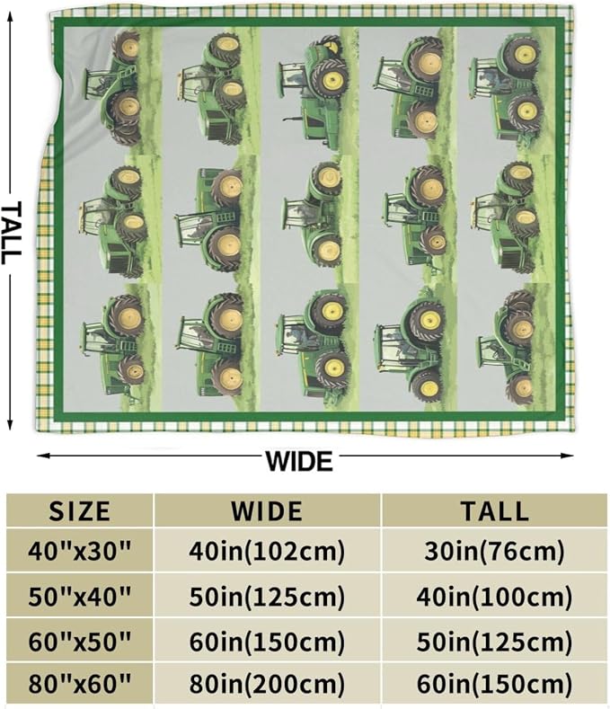 Truck Blanket Soft Cozy Green Truck Plush Throw Blanket Warm Equipment Tractor Flannel Fleece Bedding Stuff Decor Blanket Gifts for Lover Teens Kids Girls Boys Women Adults Bed Travel 60"x80"
