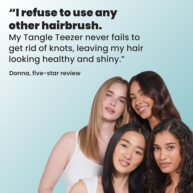 Tangle Teezer Ultimate Detangler Brush, Straight to Wavy, Teal | Patented two-tier, regular-flex teeth reduce breakage & split ends on wet or dry hair; Shower-friendly hairbrush for all ages