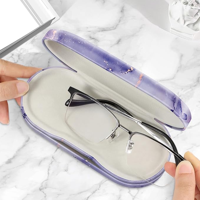 Fintie 2 in 1 Contact Lens Case and Eyeglasses Case, Double Sided Portable Eyeglasses Travel Holder with Built-in Mirror, Tweezer and Contact Lens Solution Bottle Included