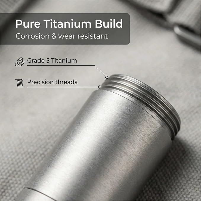 Titanium Keychain Pill Holder - Waterproof 3-Compartment, Gray | Premium pure titanium with a matching keychain. 3 detachable layers for travel. Odorless, rustproof EDC pill organizer